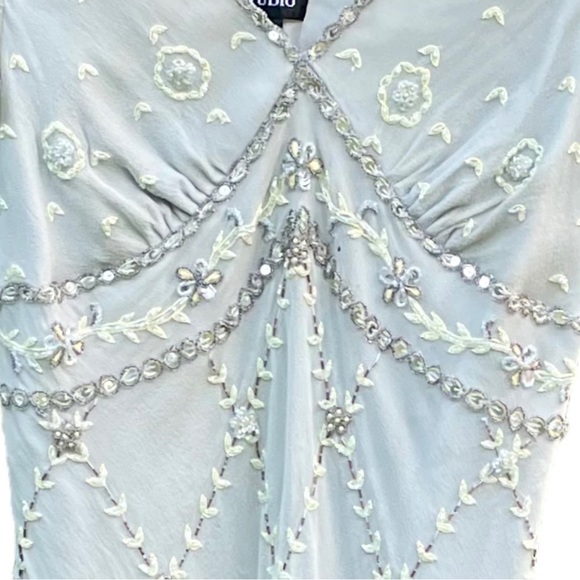 Adrianna Papell Silk Sequined Dressy Top.  Pale Green, Lined Size Large - Picture 7 of 15